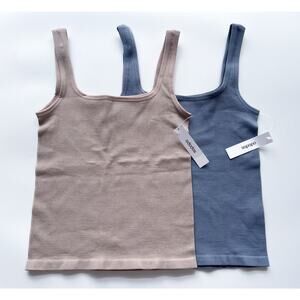 NWT Ododos Neutral Ribbed Square Neck Tank Top Bundle Size M/L